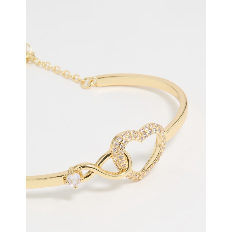 Gold Plated Infinity Heart Wrist Cuff