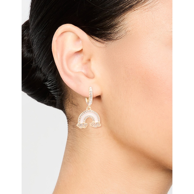 Gold Diamante Rainbow Cloud Huggie Earrings