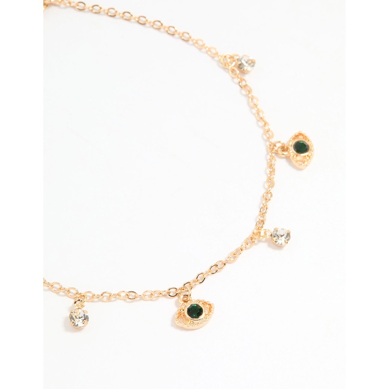 Gold Evil Eye & Coin Chain Anklets 3-Pack