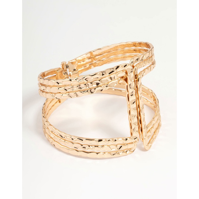 Gold Hammered Statement Wrist Cuff