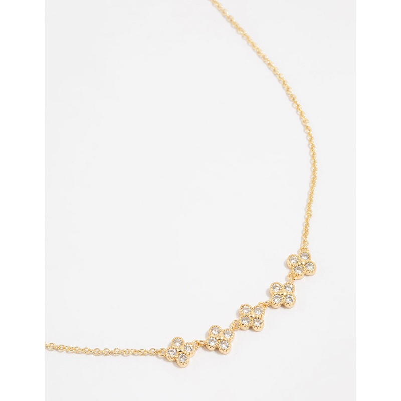 Gold Plated Cubic Zirconia Flower Necklace