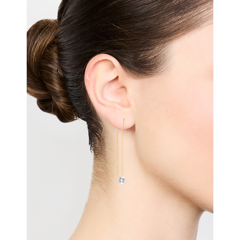 Gold Plated Cubic Zirconia Thread Through Earrings