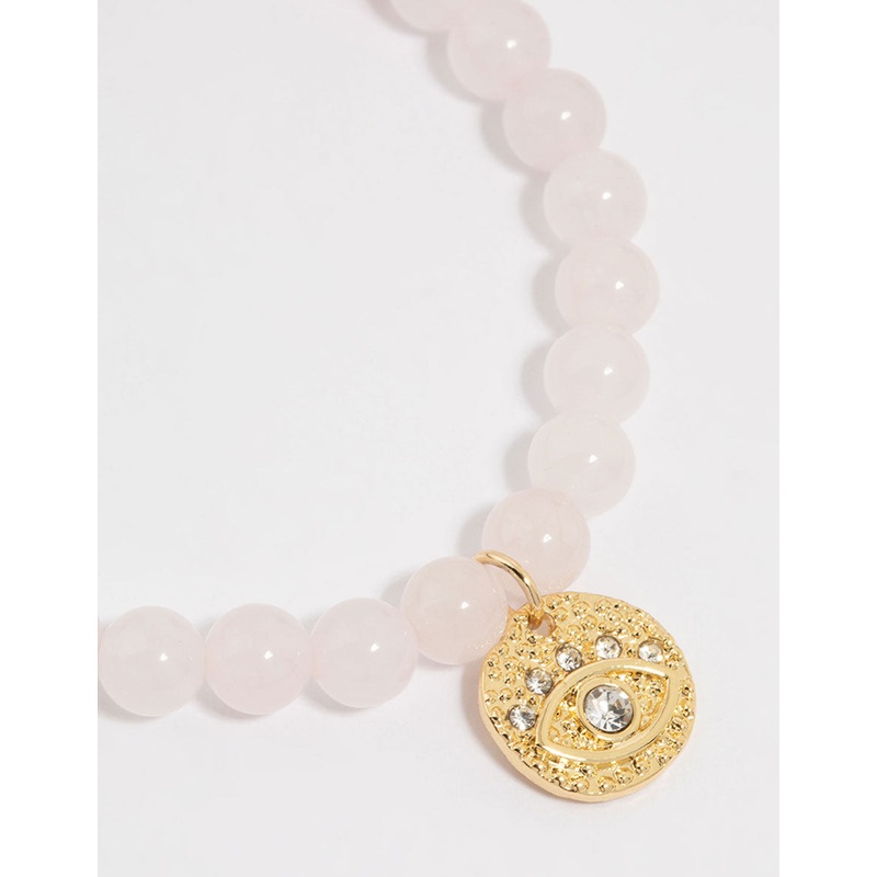 Gold Plated Rose Quartz Stretch Bracelet