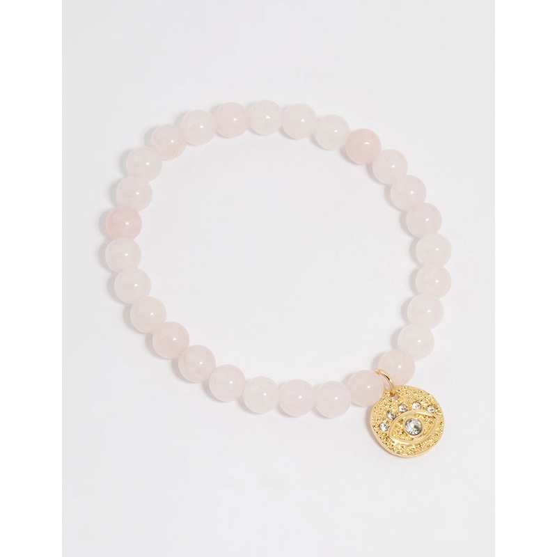 Gold Plated Rose Quartz Stretch Bracelet
