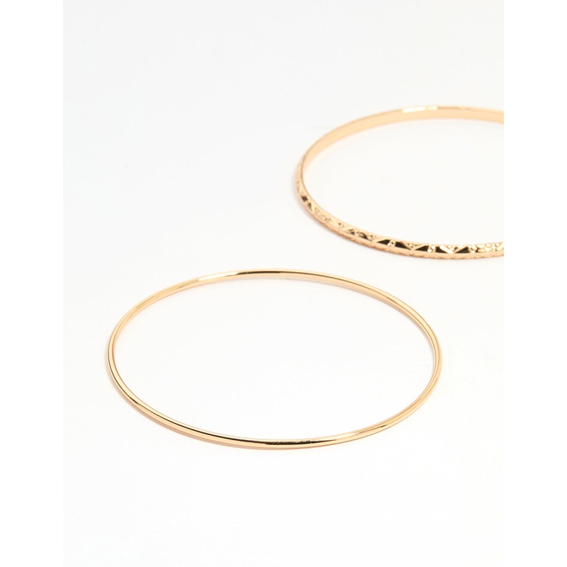 Gold Textured Thin Bangles 6-Pack