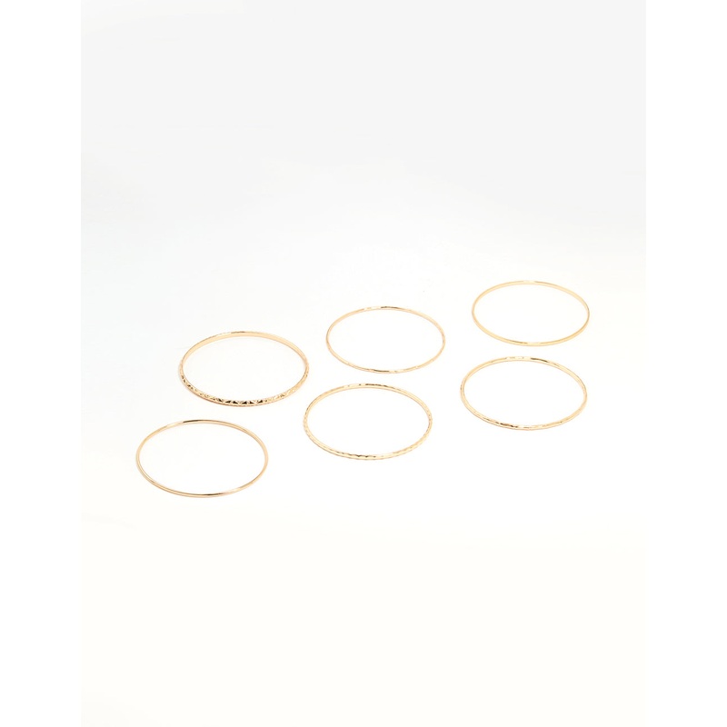 Gold Textured Thin Bangles 6-Pack