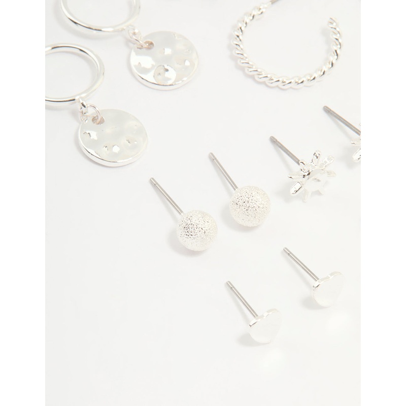 Silver Celestial Hoop & Stud Earrings 12-Pack