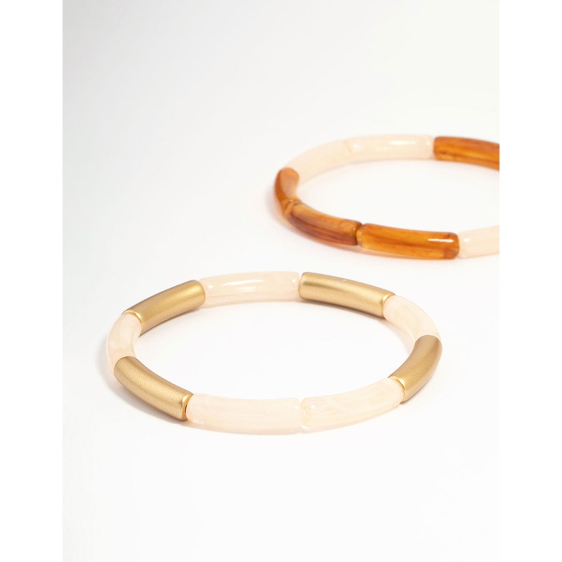Gold & Brown Stretch Bracelets 3-Pack