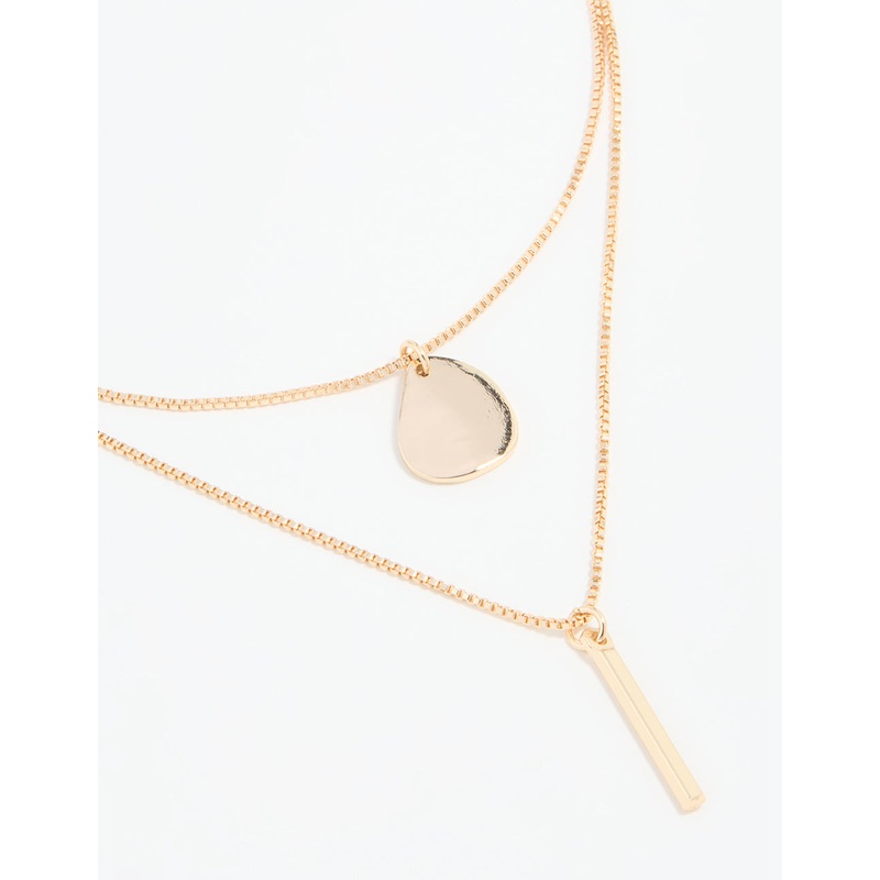 Gold Disc Pendant & Tassel Layered Necklace