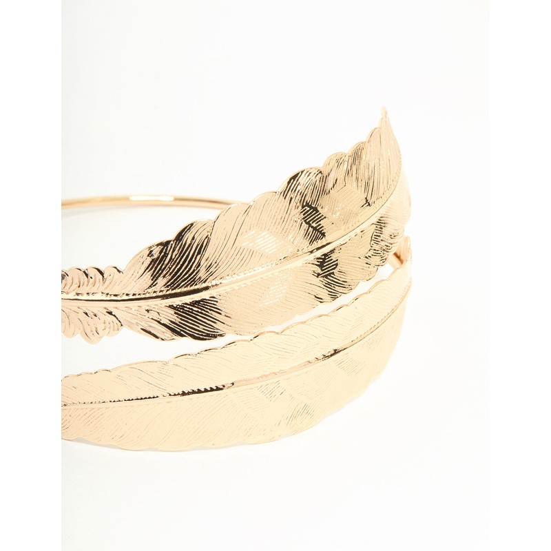 Gold Double Feather Arm Cuff
