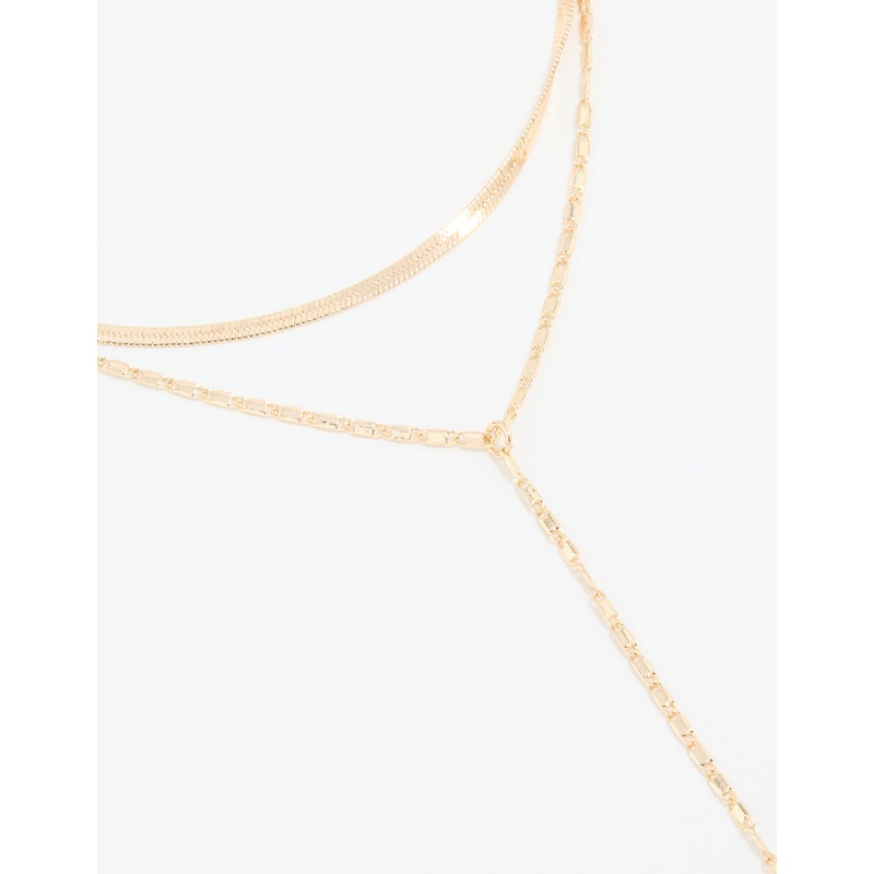 Gold Snake Chain Layered Y-Necklace