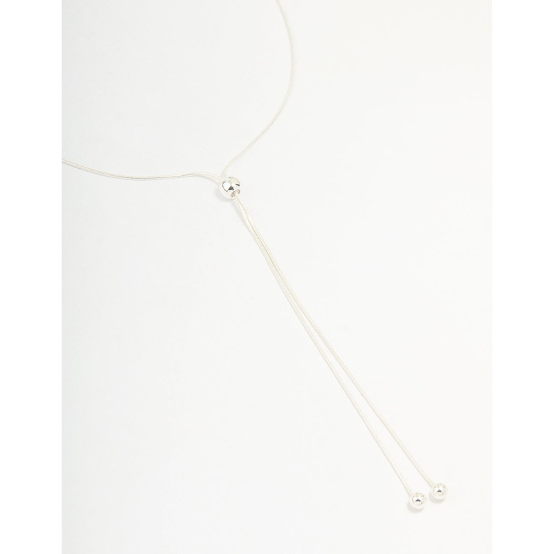 Silver Ball Zipper Lariat Necklace