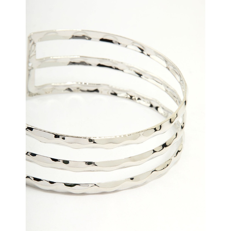 Silver Hammered Layered Arm Cuff
