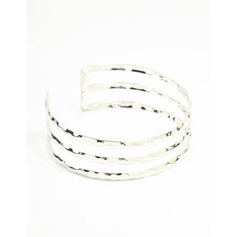 Silver Hammered Layered Arm Cuff