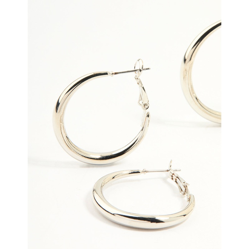 Silver Smooth Hoop Earrings 3-Pack