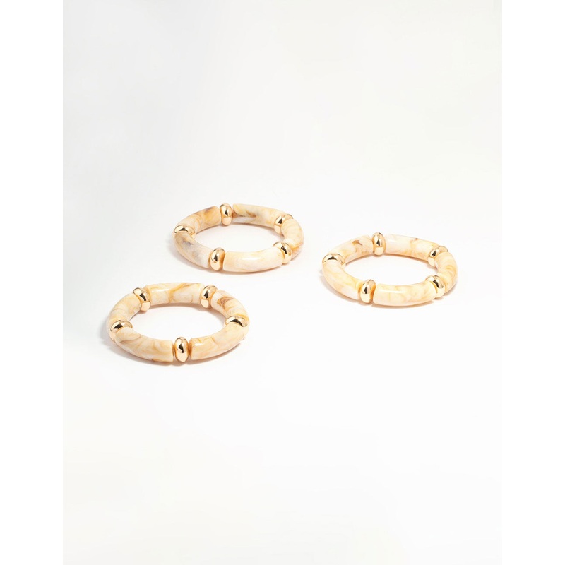 Acrylic & Gold Stretch Bracelets 3-Pack