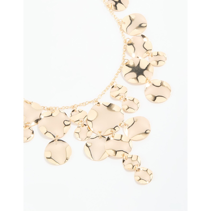 Gold Organic Disc Droplet Necklace