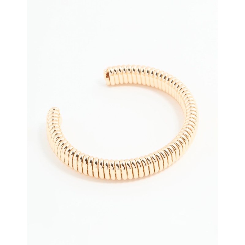 Gold Skinny Ribbed Wrist Cuff