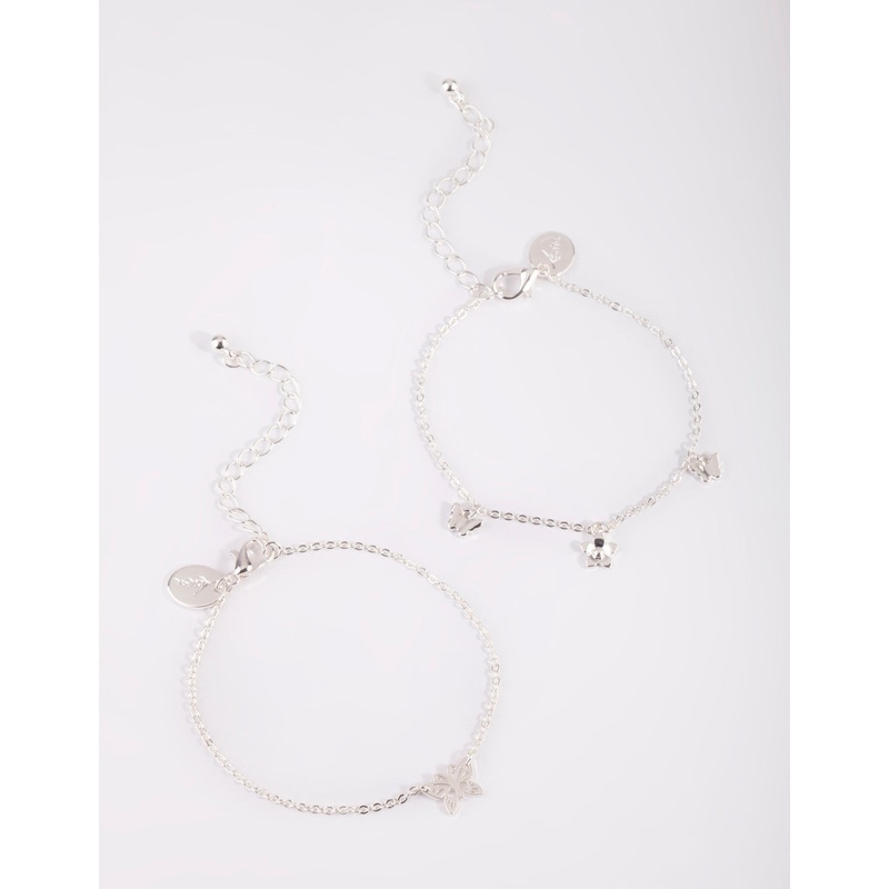 Silver Butterfly Bracelet Set