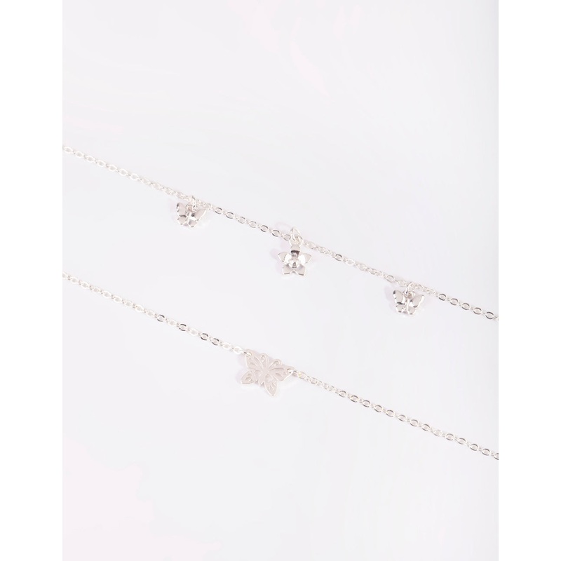 Silver Butterfly Bracelet Set
