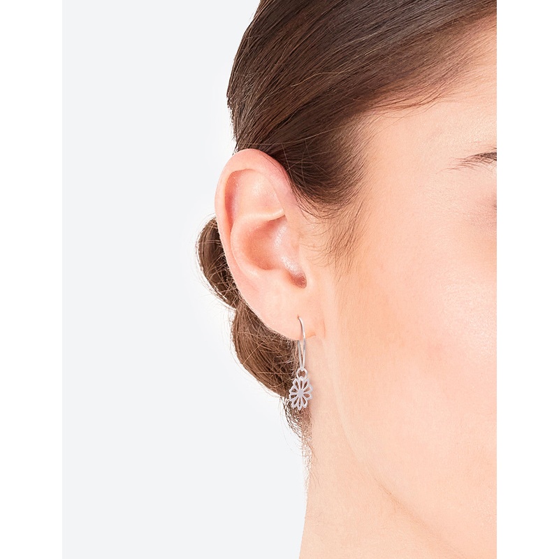 Silver Dainty Flower Hoop Earrings