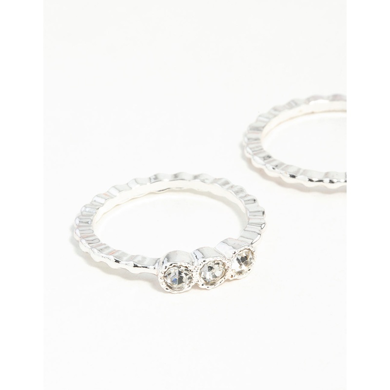 Silver Dotted Ring Stack|SM|ML