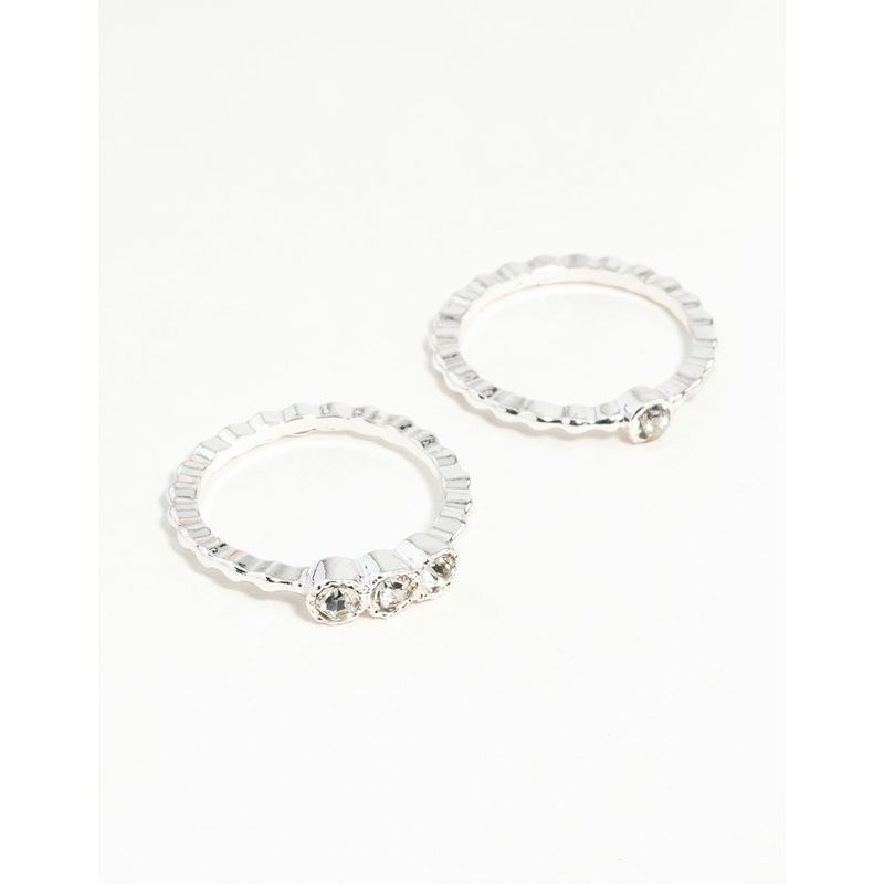 Silver Dotted Ring Stack|SM|ML
