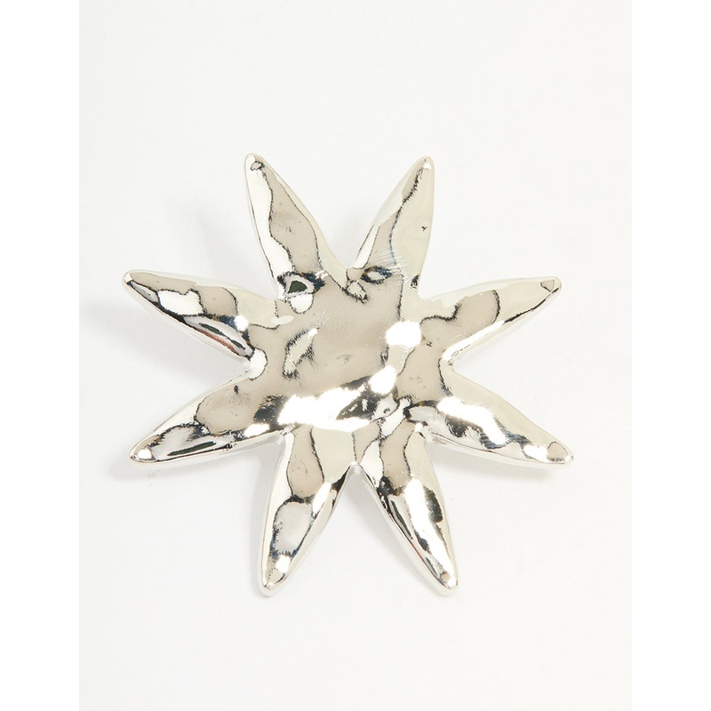 Silver Hammered Star Stud Earrings