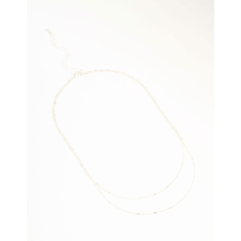 Silver Rope Layered Chain Necklace