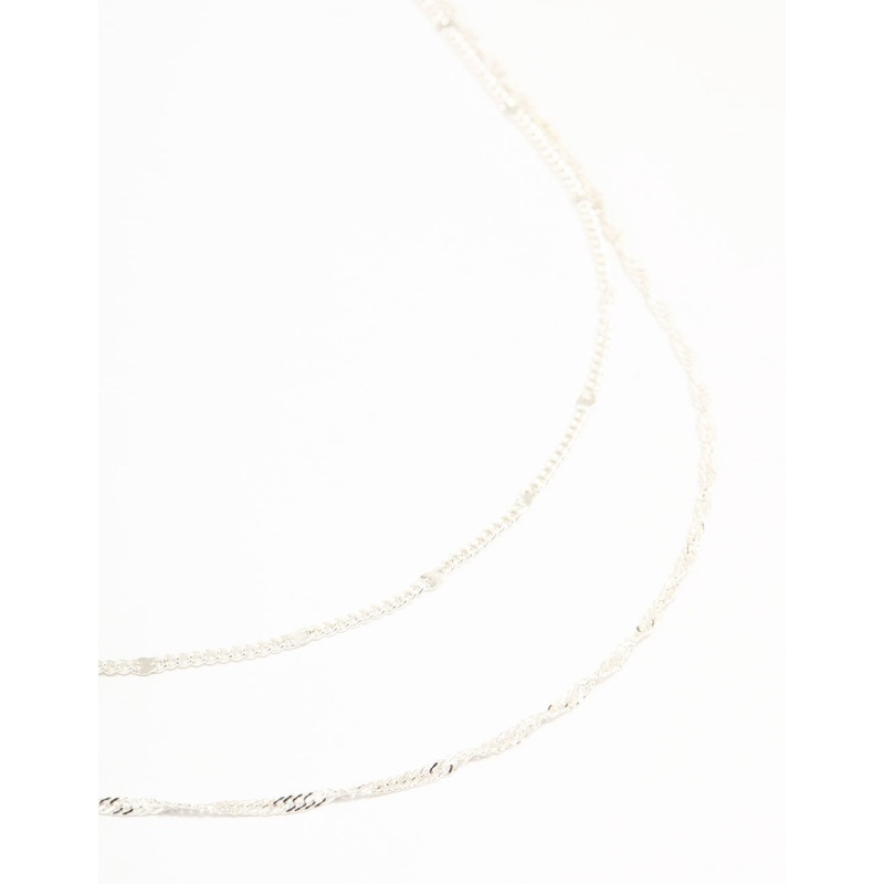 Silver Rope Layered Chain Necklace