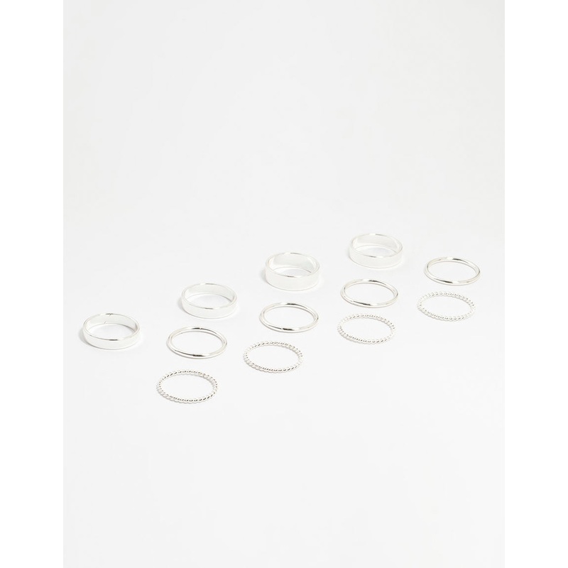 Silver Thick Simple Stacking Rings 12-Pack