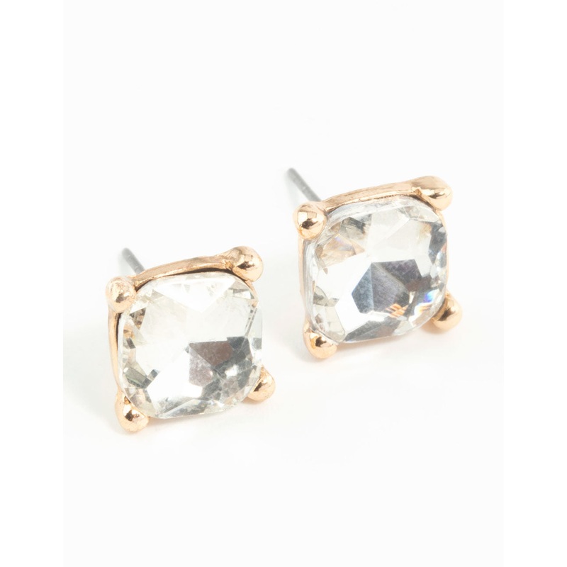 Square Diamante Set Stud Earrings