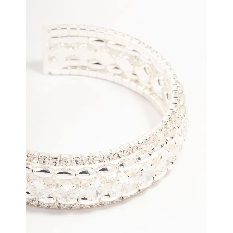 Cubic Zirconia Cupchain Wrist Cuff