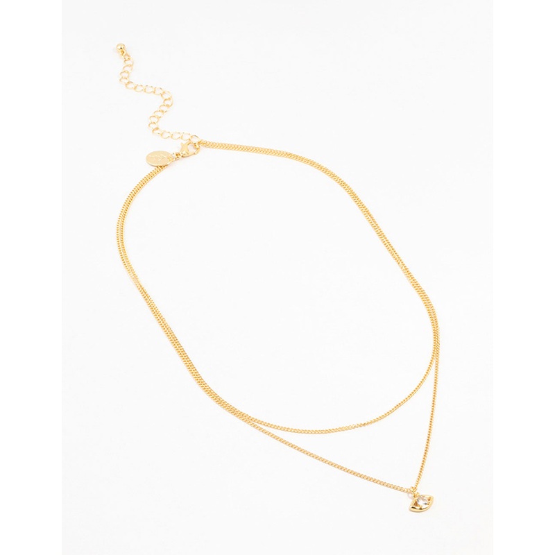 Gold Plated Evil Eye Chain Layered Necklace