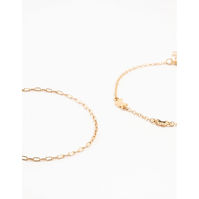 Gold Station Butterfly Anklets 4-Pack