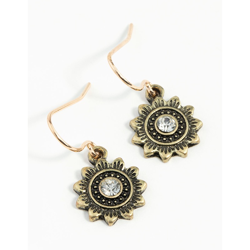 Gold Sun Drop Earrings