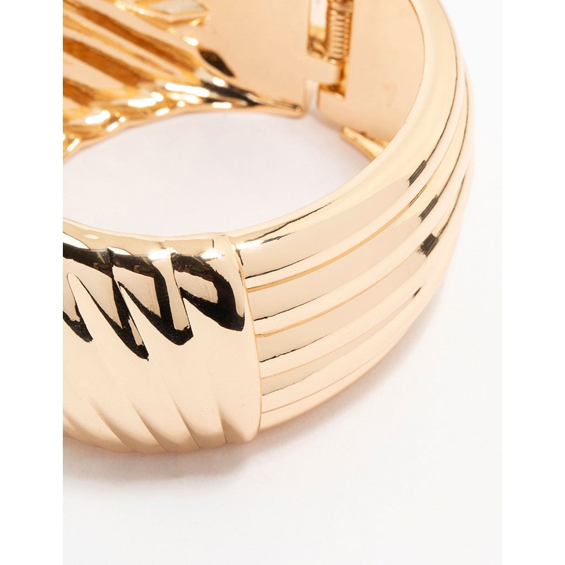 Gold Wrapped Detailed  Thick Wrist Cuff