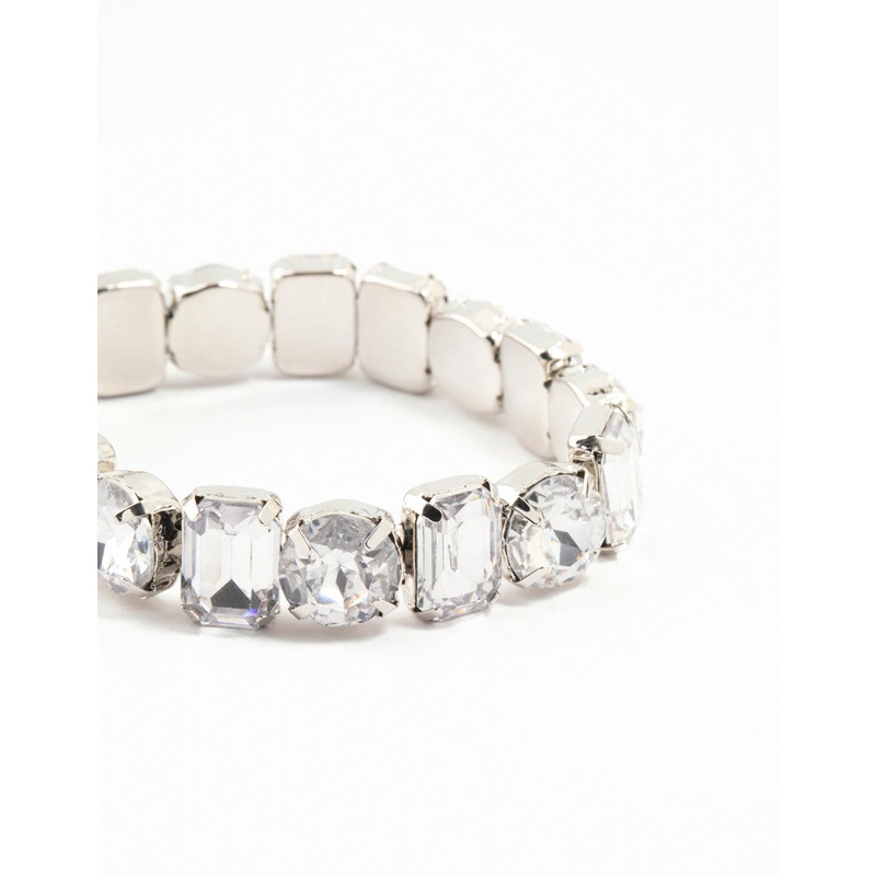 Silver Diamante Cluster Stretch Bracelet