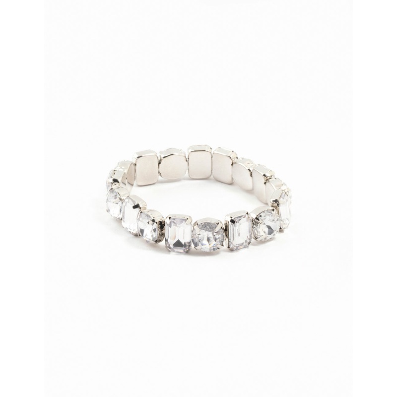 Silver Diamante Cluster Stretch Bracelet