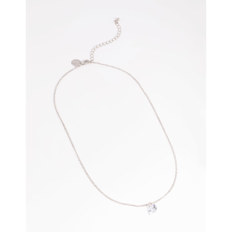 Silver Diamante Simple Necklace