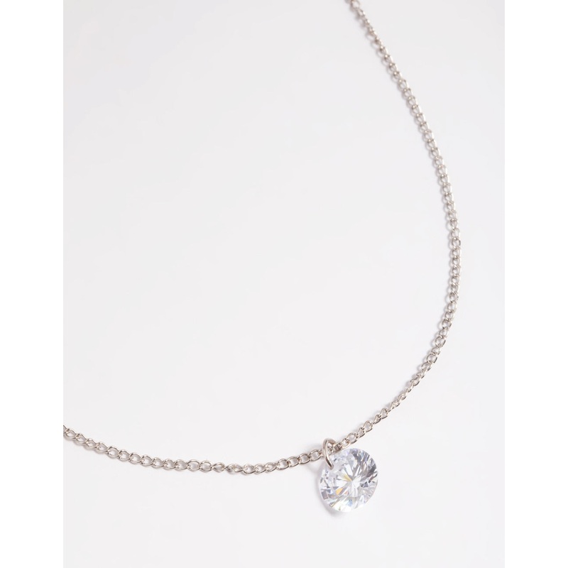 Silver Diamante Simple Necklace
