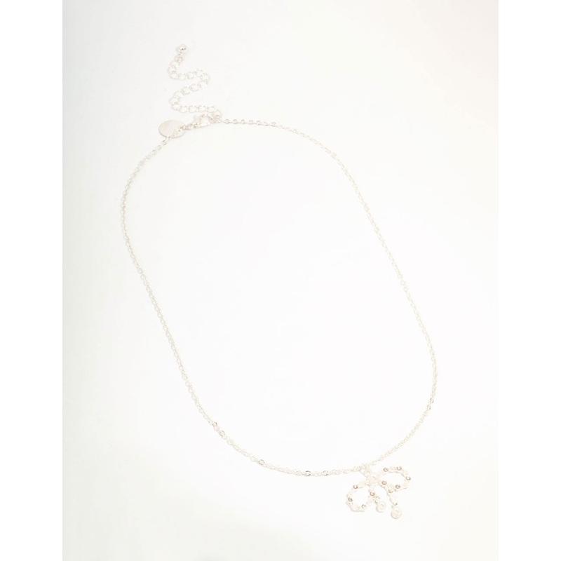 Silver Pearl Bow Pendant Necklace