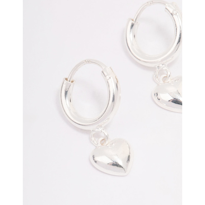 Sterling Silver Chubby Heart Hoop Earrings