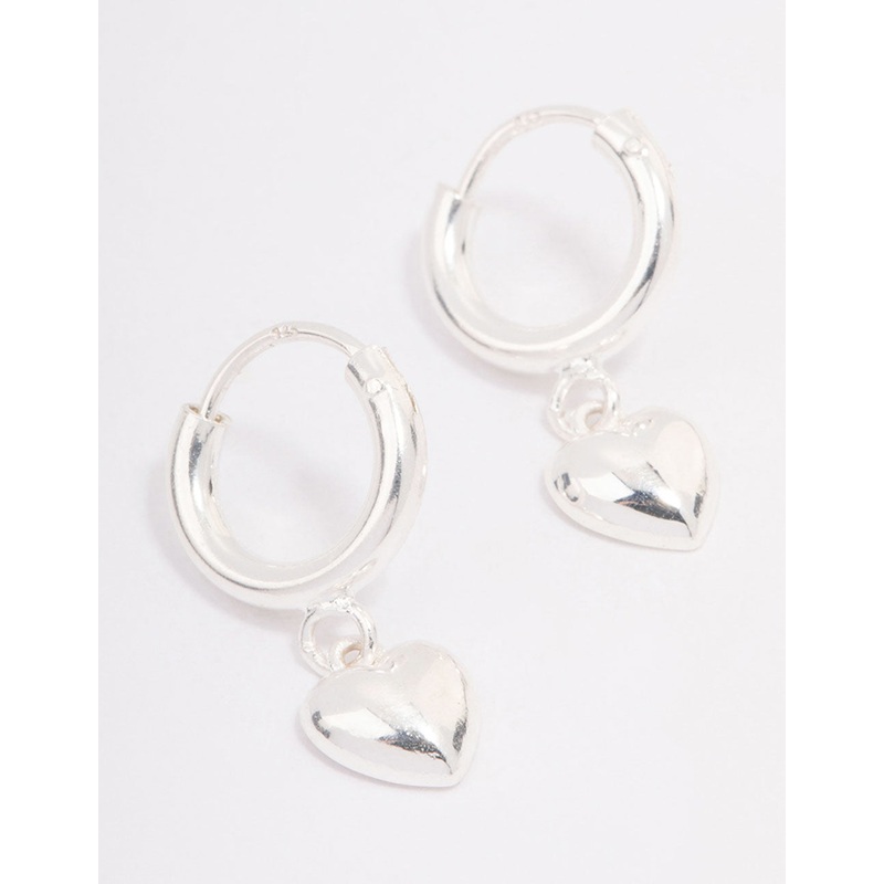 Sterling Silver Chubby Heart Hoop Earrings