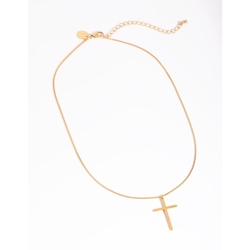 Waterproof Gold Plated Stainless Steel Cross Necklace