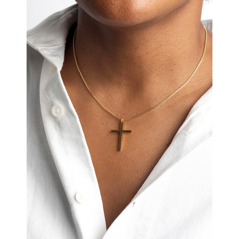 Waterproof Gold Plated Stainless Steel Cross Necklace
