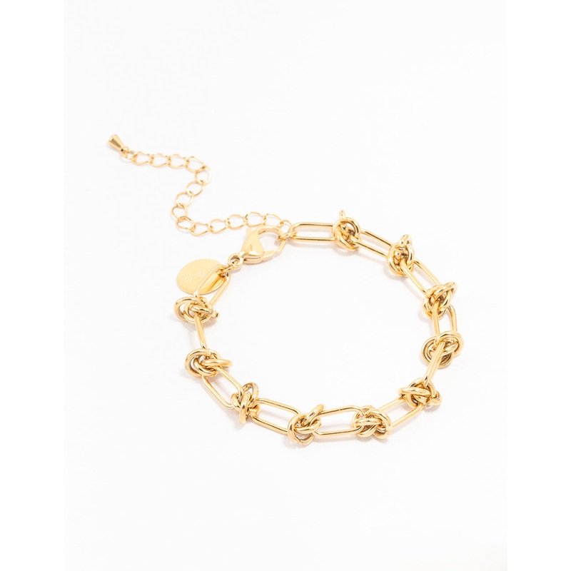 Waterproof Gold Plated Stainless Steel Knotted Chain Bracelet