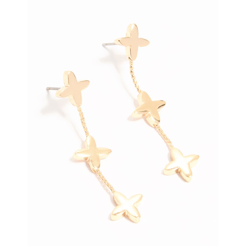 Gold Chain Flower Drop Earrings