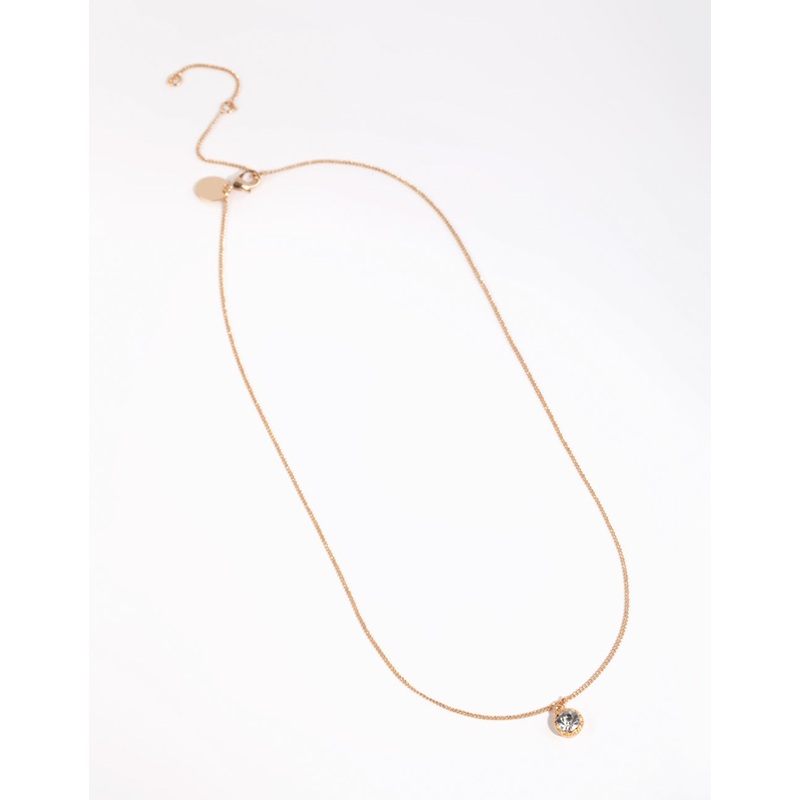 Gold Circular Diamante Pendant Necklace