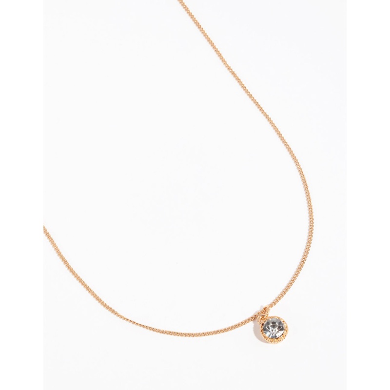 Gold Circular Diamante Pendant Necklace